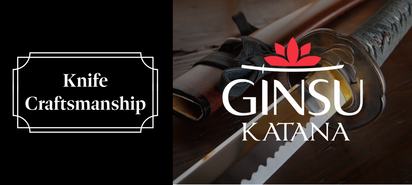 Ginsu Katana Knife Craftsmanship showcasing an intricately designed katana with beautiful craftsmanship.